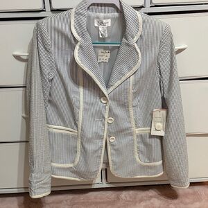 Katherine New York Women's Blazer - Gray and Cream Stripes